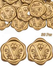 30/50 miếng dán niêm phong thư bằng sáp, nhãn dán sáp tự dính mạ vàng, nhãn dán niêm phong phong bì, nhãn dán mạ vàng, thích hợp cho thiệp Lễ Tạ ơn/gói quà/thiệp mời đám cưới, tiệc đính hôn, tiệc sinh nhật, Giáng sinh và các dịp khác. - Đồng - Xem 46