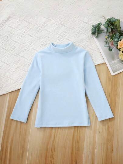 Maglione a collo alto con maniche lunghe, tinta unita, basic, per bambine, adatto per primavera, autunno e inverno, ideale per bambini, bambini piccoli e studenti delle scuole elementari