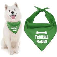 Parisian Pet Fashionable Dog Bandana – '' Printed Tie-On Neck Kerchief for Female Dogs and Cats – ize mall(L Trouble Maker) - Multicolor - Ver 2