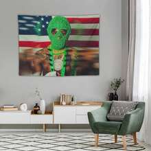 1pc Youngboy Music Never Rapper Again Tapestry Background Cloth, Polyester Fiber Printed Tapestry, Wall Curtain Wall Decoration, Bath Towel Decorative Cloth Wall Decoration, Room Decoration, Comes With Free Installation Package - 彩色 - 查看 5