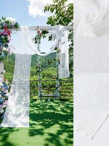 1 pieza Tela de encaje francés blanco para arco, suministros de decoración para fondo de fiesta de boda, decoración de mesa de fiesta de cumpleaños, hilo de embalaje de flores, tela de arco de boda para decoración, organza decorativa para respaldo de silla, favor de fondo de fiesta de novia, decoración de baby shower, bordes de encaje elegantes adecuados para decoración de cubrecamas, decoración de fiesta de San Valentín, decoración navideña