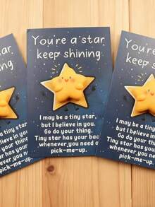 24颗精美树脂星星摆件，可作为小礼物表达赞赏，适合学生，内含波点图案，并附赠一张励志卡片，上面写着“你是一颗星星，继续闪耀”，鼓励你以积极的态度面对生活中的挑战。这份贴心的幸运礼物可以送给学生。 - 彩色 - 查看 4