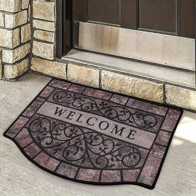 1 Pc Crystal Velvet Silicone Backed Doormat, 850 G/M², Irregular Stone Tile Pattern, Non-Slip, Washable, Durable, Multi-Purpose Rug Suitable For Foyer/Terrace/Balcony/Laundry Room/Bathroom, Home And Garden Decor.