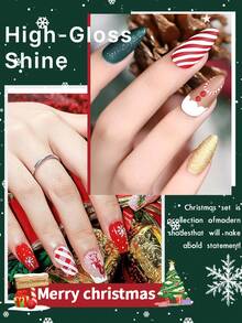 6色凝胶指甲油套装 - 圣诞红、绿、棕、黄，可卸/LED光疗迷你美甲套装，DIY凝胶指甲油系列，适用于美甲、派对和美甲沙龙使用