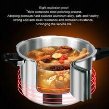9L Olla Express de Aluminio, Olla de Presion con Válvula de Liberación Y Múltiples Sistemas de Protección, Antiadherente y Cocción Rápida, Apta para Todo Tipo de Cocinas - Plateado - Ver 6