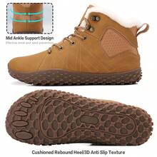 Men's Winter Snow Boots High Top Lace-Up Thermal Insulated Waterproof Anti-Slip Windproof Outdoor Hiking Shoes Plush Lined Comfort For Walking Running Trekking Fall Winter Season Casual Solid Color Snow Boots.Furry Boots,Winter Shoes,Snow Boots Men,Botas De Invierno Para Hombre,Men Boots Winter.Men's Winter Brown Outdoor Snow Boots And Short Boots - 棕色 - 查看 4