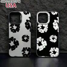 Phone Black Flower Luxury D-Denims-Tears Phone 16 15 14 13 12 11 Pro X XR 8 Plus Anti Fall Matte Back Cover - 1PC - 查看 5