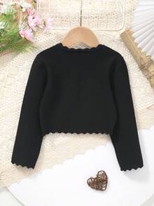 Girls' Elegant Pure White Knitted Shawl, Delicate Lace Trim Adds Softness, Unlocks New Spring Styling - màu đen - Xem 6