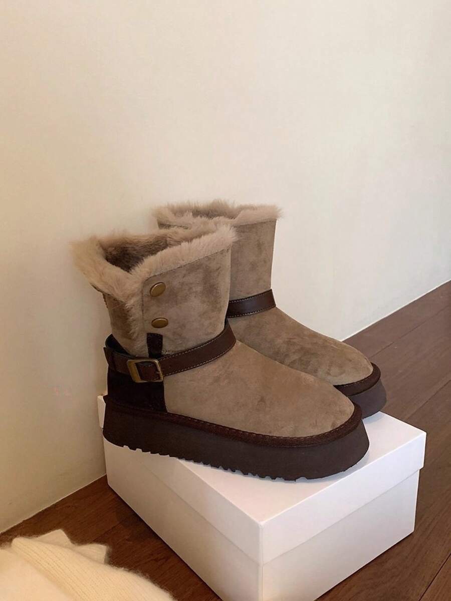 Women Snow Sneakers - 卡其色 - 查看 1