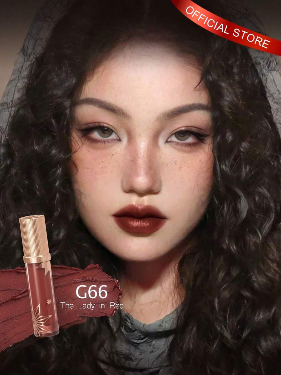 GIRLCULT Love Whisper Brillant à Lèvres Mat #G66 Lady In Red | Fini Mat Doux avec Micro-Paillettes | Rouge à Lèvres Liquide Velouté | Couleur Longue Tenue, Cadeau Inclus