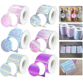 5厘米圆形全息热敏纸标签，适用于DIY、姓名标签、礼品包装，兼容M200/M210/M110/M3/M120/M108/P50/P80/P1/P2标签打印机