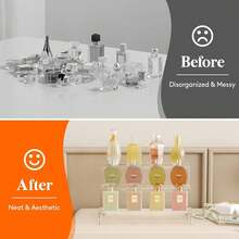 3-Tier Acrylic Step Storage Display Rack, High Transparent Material, No Installation Sturdy Structure, Suitable For Perfume Bottles, Cosmetics, Lipstick, Nail Oil