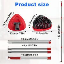 4-Section Stainless Steel Spin Mop Handles Mop Base And Upgrade Scrub B Combo For Ocedar EasyWring RinseClean 2  System Mop Handle Mop Base And B Set For O Cedar Universal Thin Screw Joints - 1組鋼製拖把桿,底座和刷子,2個水箱 - 查看 3