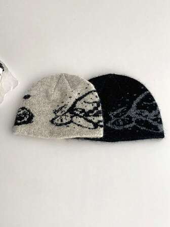 Autumn/Winter Street Style Jacquard Knit Beanie, Versatile Brushed Warm Knitted Cap, Suitable For Women, Fits Small To Large Head Circumference