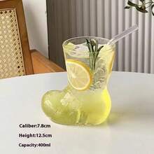 1 pieza Divertido vaso de cerveza con forma de bota, taza transparente de 400ML, vaso de bebida creativo para jugo, cócteles, regalo de bar para fiestas, Navidad - Multicolor - Ver 2