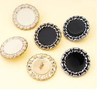 5pcs Elegant Metal Buttons, Suitable For Sewing And Knitting, Black And White Polka Dot Design, Sizes 18mm And 20mm, Suitable For Shirts, Cardigans, Jackets, Etc.