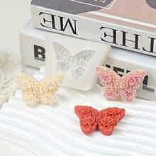 1 pieza Molde de silicona con forma de mariposa, molde flexible para manualidades DIY, adecuado para hacer jabones, velas y decoraciones - Blanco - Ver 8