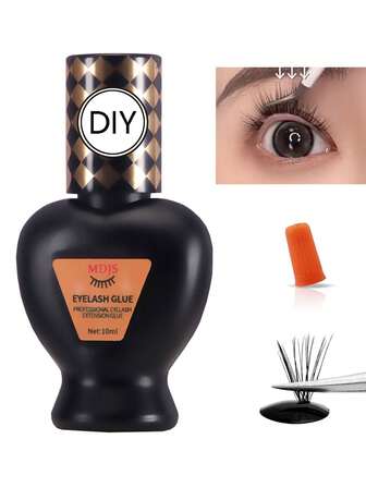 1pc Sensitive Skin Eyelash Glue, 3 Seconds Strong Fixing, Lasts 3 Weeks, Waterproof & Hypoallergenic Formula, Suitable For Sensitive Eyes, DIY Eyelash Extension, Semi-Permanent Eyelash Extension, For Home & Personal Use (10ml Black)