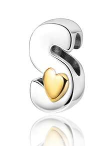 1pc Personalized Smooth A-Z Letter Pendant Bracelet, Women's DIY Customized Name Initial Adjustable Bracelet - Silver-heart Letter - View 30