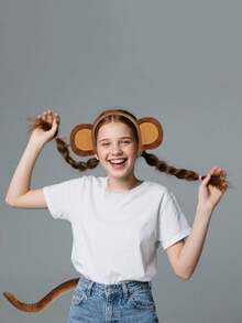 2pcs Carnival Party Performance Monkey Ears And Tail, Costume Accessories Headband, Cosplay Costume Accessories Set - Khaki - View 8