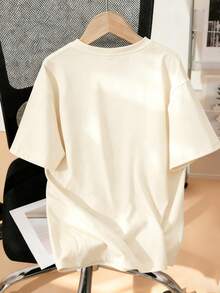 T-shirt à manches courtes, col rond, imprimé soccer, couleur abricot, adapté aux garçons en été, pour les garçons amateurs de football - Nude - Voir 2