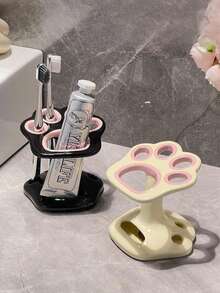 Estante de almacenamiento de cepillos de dientes de cerámica, soporte de base para cepillos de dientes lindo para el baño, artículos de baño de lujo para el soporte del cepillo de dientes y el dentífrico - Multicolor - Ver 2