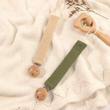 1pc Baby Fashionable Plaid Pacifier Chain And Beechwood Triple Pacifier Clip, Suitable For Daily Use - Multicolor - View 2