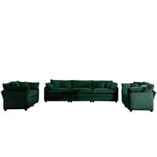 Modern Fabric Living Room Sofa 2-Piece Set, Two 2 Seater Sofa And One 3-Seater Sofa, Upholstery Large Deep Seat Set Of 3 Sofas With Comfortable Cushions And Pillows - màu xanh lá - Xem 11