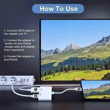 Bộ chuyển đổi 2 trong 1, Bộ chuyển đổi IOS 2 trong 1 sang HDTV kỹ thuật số, Đầu nối phản chiếu màn hình, Tương thích với iPhone 14/13/12/11/X/8/7 - trắng - Xem 4