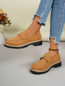 Women's Flat Loafers, Retro Versatile Casual Slip-On Shoes, Collegiate Style For Commuting And Vacation, Suitable For All Seasons - Ginger - View 4