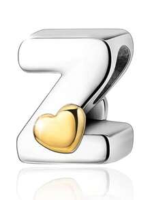 1pc Personalized Smooth A-Z Letter Pendant Bracelet, Women's DIY Customized Name Initial Adjustable Bracelet - Silver-heart Letter - View 27