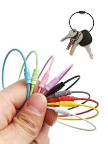 Chaveiro redondo de metal em aço inoxidável (1/10 unidades) - Argola grande de 15 cm, multicolorida (preto, vermelho, amarelo, verde, azul, roxo, prata), ideal para etiquetas de bagagem, chaveiros, utensílios de cozinha, porta-chaves, material para confecção de bijuterias, chaveiro prático | Chaveiro colorido | Argola, chaveiro circular expansível, ideal para etiquetas de bagagem e crachás de identificação. - Multicolorido - Ver 7