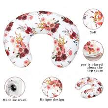 Breastfeeding Pillowcase, Made Of Soft And Breathable Organic Knitted Fabric For Mothers, Suitable For Male Infants, Fashionable Floral (Pillowcase Only)