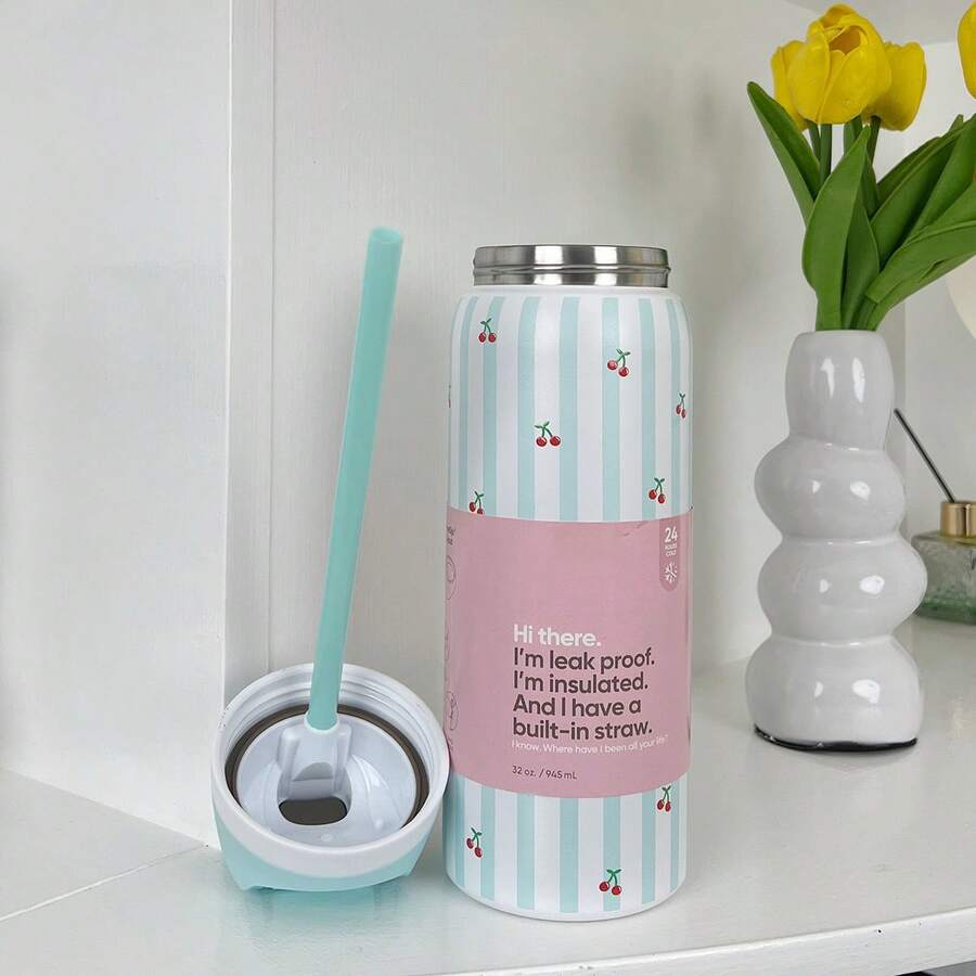 32oz Straw Insulated Water Bottle Double-Layer Stainless Steel Vacuum Thermal Mug For Sport And Trave - cuộc chiến vui tươi-32oz - Xem 1