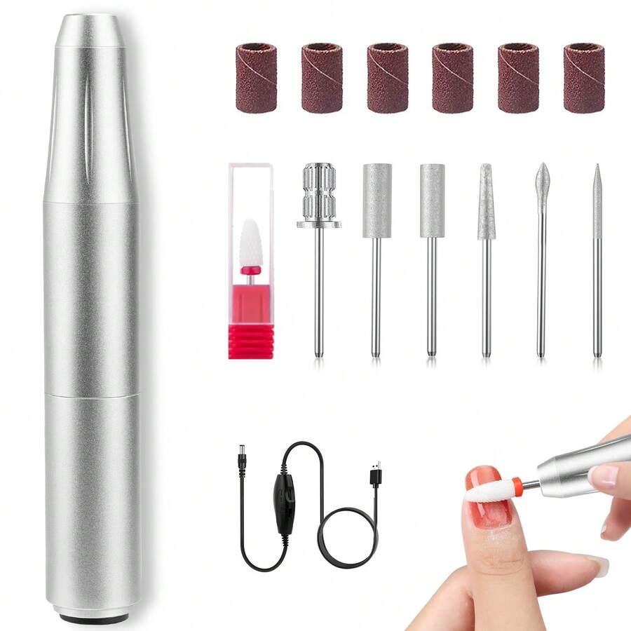 LKE Portable Nail Drill Machine, 20000 RPM & 35 Speeds, Dual Direction & USB Rechargeable, Professional For Home Manicure, Salon & Christmas Presents - 金色 - 查看 1