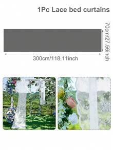 1 pieza Tela de encaje francés blanco para arco, suministros de decoración para fondo de fiesta de boda, decoración de mesa de fiesta de cumpleaños, hilo de embalaje de flores, tela de arco de boda para decoración, organza decorativa para respaldo de silla, favor de fondo de fiesta de novia, decoración de baby shower, bordes de encaje elegantes adecuados para decoración de cubrecamas, decoración de fiesta de San Valentín, decoración navideña