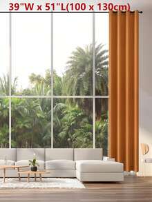 1pc Minimalist Orange Blackout Curtain Fabric, Suitable For Living Room, Bedroom, Balcony, Soft & Washable - Orange - View 10