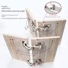2/4pcs Polished Metal Kitchen Cabinet Door Hinges - 170 Degree Large Angle, Easy Surface Mount With Screws Included - Silver - View 7