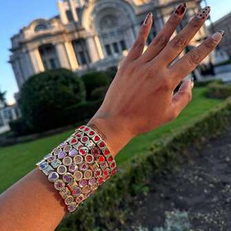 1ชิ้น แฟชั่น หัวใจ เซอร์โคเนีย โดพามีน สี โลหะผสมสังกะสี กำไลข้อมือผู้หญิง, เหมาะสำหรับใส่ในชีวิตประจำวัน