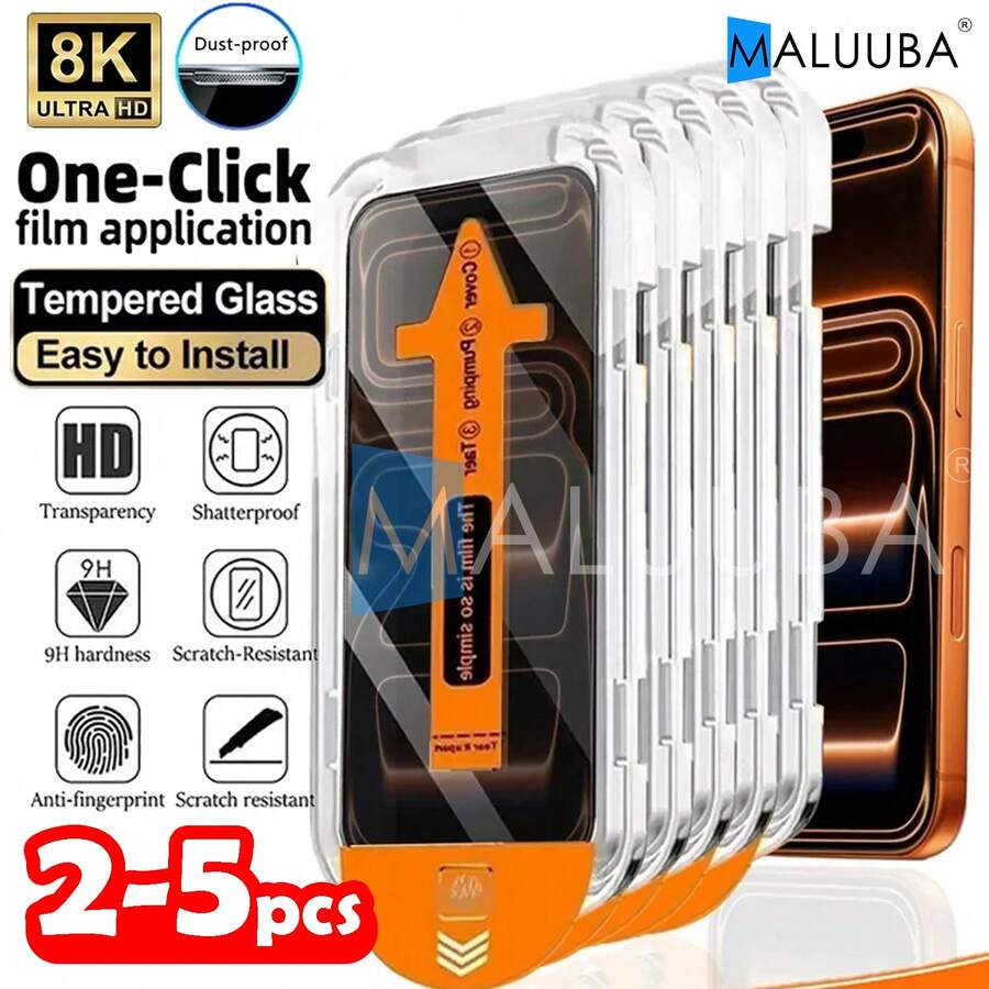 MALUUBA (10pcs) 5pcs Camera Lens Protector + 5pcs Dust-Free Tempered Glass Screen Protector Compatible With IPhone 17/17 Air/17 Pro/17 Pro Max, Anti-Peeping Screen Protection Essentials, Applicable To Daily Shield, Office, Home Daily Shield Office Home Phone Screen Protector Phone Accessories Waterproof Shockproof Anti-Fall Scratch Resistant - 5pcs HD - View 1