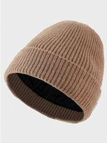 Winter Beanie For Men Women, Fleece Lined Beanie Soft Warm Knit Hat Ski Stocking Cuffed Cap - Màu Khaki - Xem 7