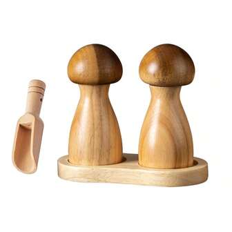 1件/2件/3件/4件创意蘑菇胡椒研磨器套装，红木和橡木胡椒研磨器，木制盐和胡椒研磨器套装