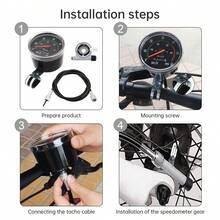 1pc Universal Black Odometer, Chronograph, Bicycle Tachometer - Classic Mechanical Bicycle Speedometer