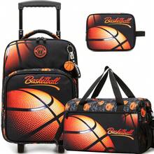 儿童带轮行李箱套装，可爱猫咪图案软壳旅行箱，16英寸登机箱，带旅行袋，符合航空公司规定