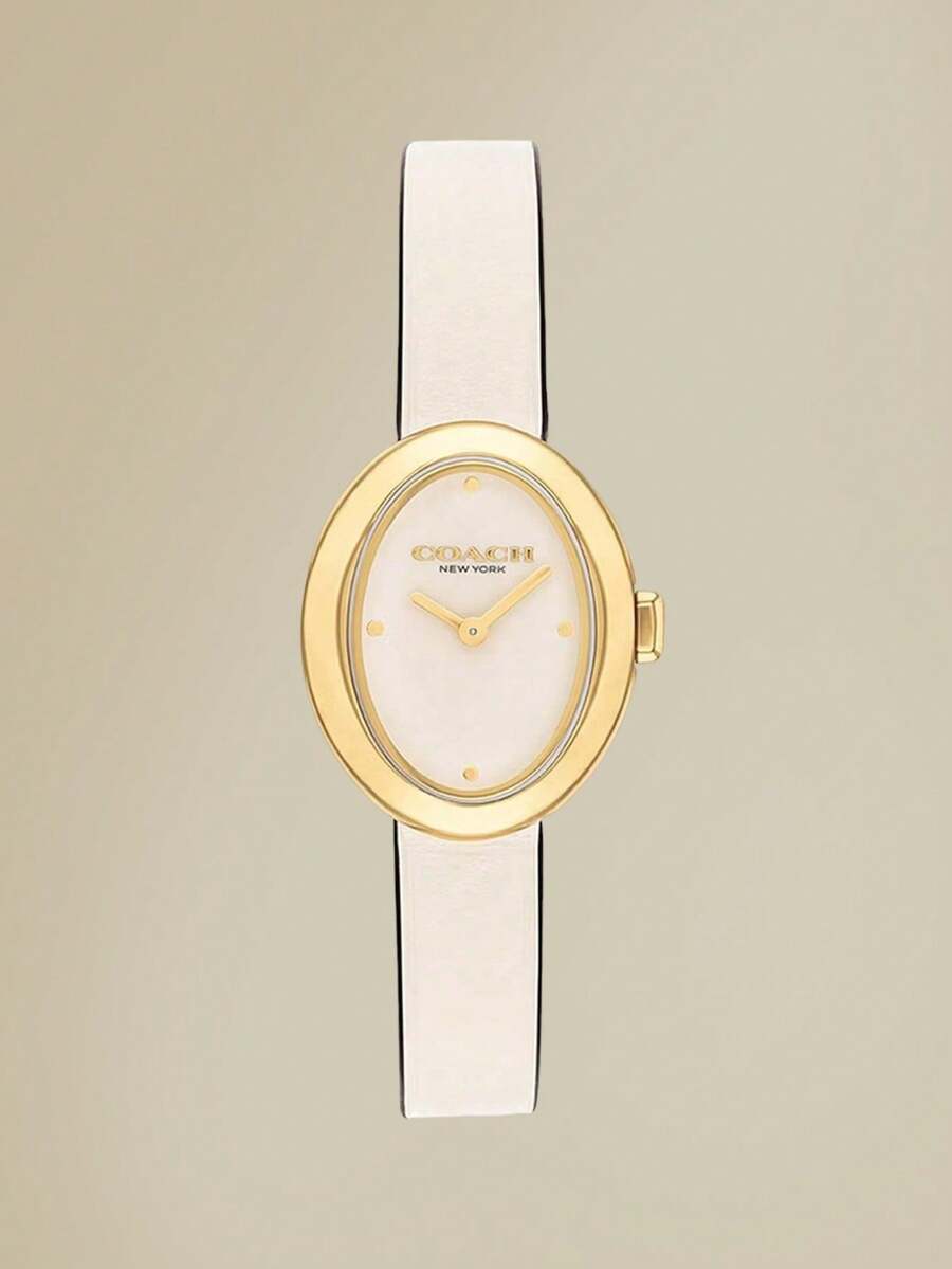 Coach Đồng hồ nữ thạch anh mặt oval dây da SAMMY - Hồng - Xem 1