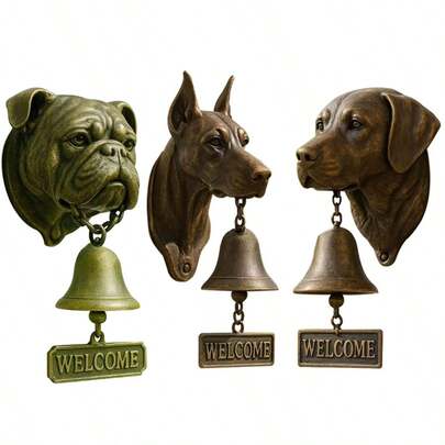 Hound Welcome Doorbell Dinner Bell Outdoor Vintage Dog Head Shape Door Chime