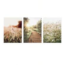 Set de 3 piezas, Fotografía de flores silvestres Paisaje natural Viaje Artes de pared, Arte de bosque nórdico verde, Impresiones de arte botánico, Carteles de lienzo de estilo rústico, Decoración de pared rústica, Decoración de primavera, Arte para sala de estar, dormitorio, oficina, cafetería, bar, pasillo, dormitorio, decoración del hogar y la habitación, sin marco - Verde Oliva - Ver 11