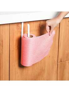 3pcs No Drill Kitchen Storage Rack - Multipurpose Hanging Organizer For Paper Towels, Cling Wrap, Foil, And Dish Cloths, Space-Saving Design For Cabinet Doors/Walls, Plastic & Metal Material, Essential Kitchen Accessory - Multicolor - View 4