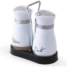 Lonffery Salt And Pepper Shakers Set, Stainless Steel With Glass Bottle For Table, RV, Camp, BBQ, Set Of 2, Black - 白色 - 查看 6