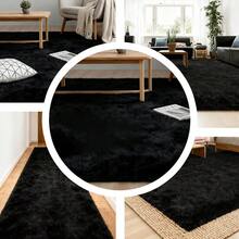 1pc Soft And Fluffy Luxury Plush Rug - Soft Pile, Non-Slip, Machine Washable, Suitable For Living Room, Bedroom, Home Décor, Room Decor, Bathroom, Valentine's Day - màu đen - Xem 6